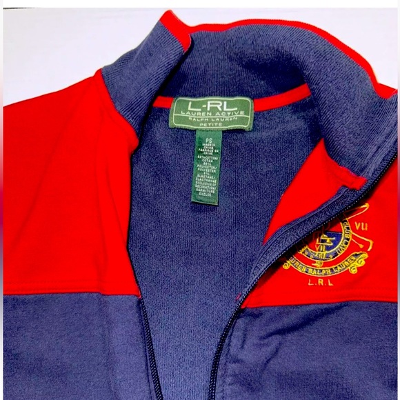 LRL Ralph Lauren Active Jacket, Petite SP Navy Blue/Red, Full-Zip Stylish Fit - Picture 9 of 15